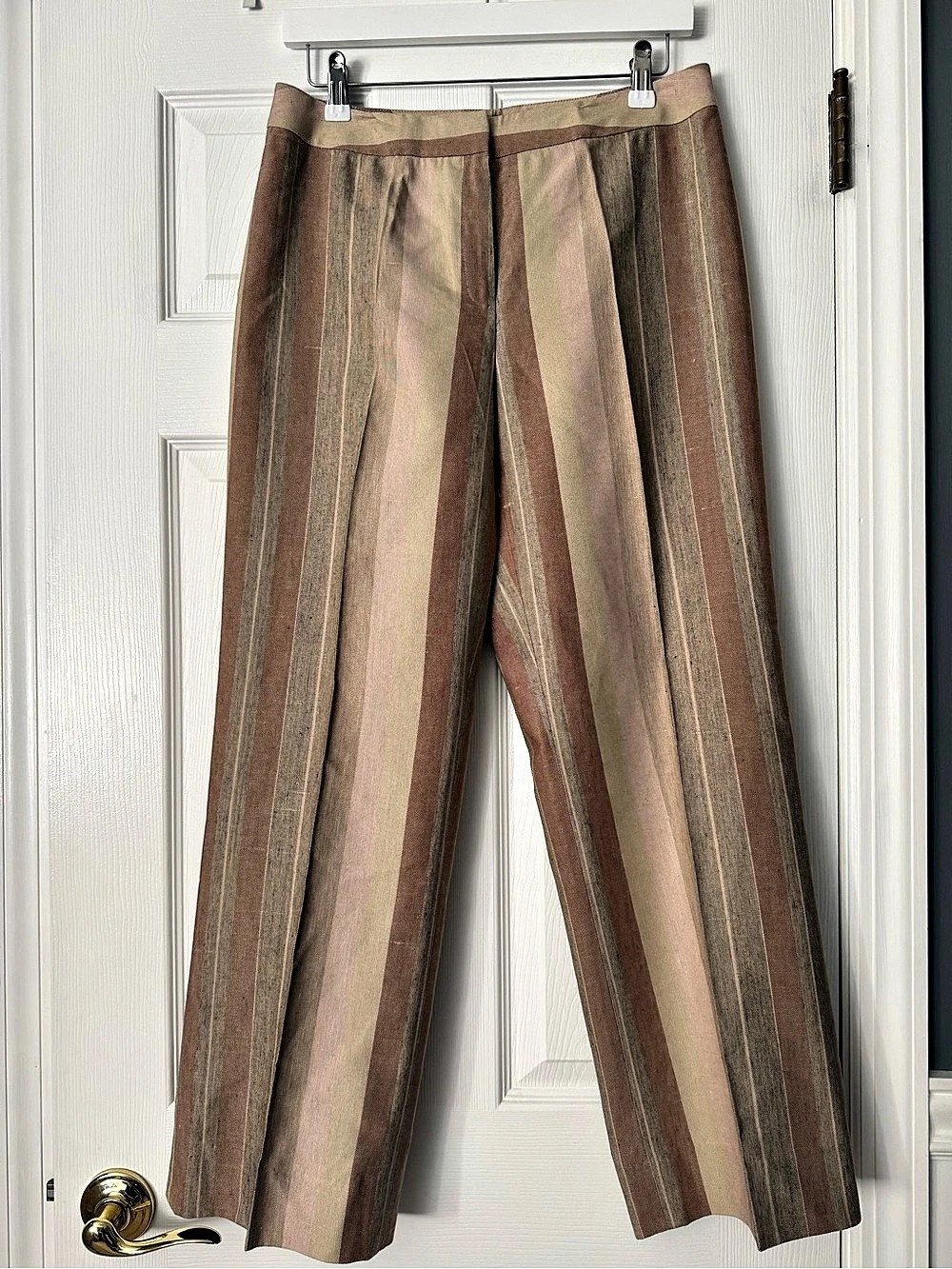 Lafayette 148 New York Wide Leg Striped Pants in Brown & Pink Size 8 Like New